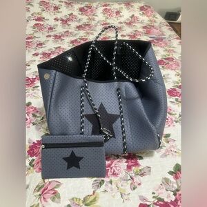 Stylish Gray Neoprene Tote Bag with Star Design